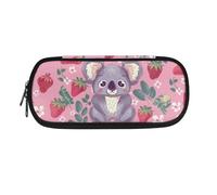 SdetYuia Astuccio portamatite con fiori e farfalle carino per donne astuccio con forniture per ragazze astuccio portatile Kawaii per le scuole medie superiori, Koala Fragola, 8.8"x1.7"x4.1", Astuccio