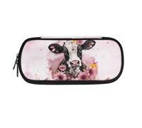 SdetYuia Astuccio portamatite con fiori e farfalle carino per donne astuccio con forniture per ragazze astuccio portatile Kawaii per le scuole medie superiori, Fiore di mucca, 8.8"x1.7"x4.1", Astuccio