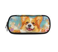 SdetYuia Astuccio portamatite con fiori e farfalle carino per donne astuccio con forniture per ragazze astuccio portatile Kawaii per le scuole medie superiori, Corgi, 8.8"x1.7"x4.1", Astuccio