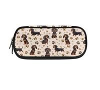 SdetYuia Astuccio portamatite con fiori e farfalle carino per donne astuccio con forniture per ragazze astuccio portatile Kawaii per le scuole medie superiori, Bassotto, 8.8"x1.7"x4.1", Astuccio