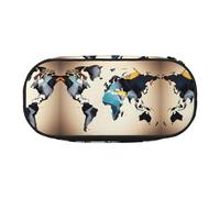 SdetYuia Astuccio portamatite con stampa astratta con mappa del mondo, piccolo astuccio multiuso per matite, organizer portatile, Multicolore, 8.3"x3.7"x2", Astuccio