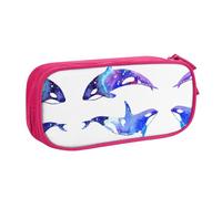 SdetYuia Astuccio portapenne con stampa orca killer whale, astuccio per cancelleria, trousse per trucchi, organizer da scrivania per università, adulti, donne e uomini, rosa, 8.3"x3.7"x2", Astuccio