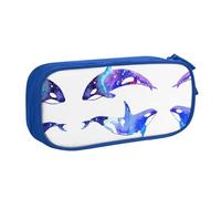 SdetYuia Astuccio portapenne con stampa orca killer whale, astuccio per cancelleria, trousse per trucchi, organizer da scrivania per università, adulti, donne e uomini, Blu, 8.3"x3.7"x2", Astuccio