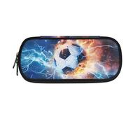 SdetYuia Astuccio portapenne per ragazzi con astronauta e pallacanestro, per bambini, per ragazze in età prescolare, alla moda, per bambini dai 5 ai 16 anni, leggero, nero, Lightning Starry Football,