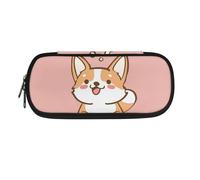 SdetYuia Corgi, astuccio con cerniera, portatile, estetico, di grande capacità, per penne, cancelleria da viaggio e ufficio, organizer da scrivania per bambini e ragazze, Corgi Carino, 8.8"x1.7"x4.1",