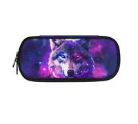 SdetYuia Corgi, astuccio con cerniera, portatile, estetico, di grande capacità, per penne, cancelleria da viaggio e ufficio, organizer da scrivania per bambini e ragazze, Galassia del lupo,