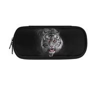 SdetYuia Custodia per il trasporto di penne e matite con lupo viola, organizer per il rientro a scuola, astuccio per matite per bambini, ragazze e ragazzi, Tiger - Nero, 8.8"x1.7"x4.1", Astuccio