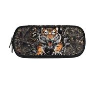 SdetYuia Custodia per il trasporto di penne e matite con lupo viola, organizer per il rientro a scuola, astuccio per matite per bambini, ragazze e ragazzi, Tiger Caccia, 8.8"x1.7"x4.1", Astuccio