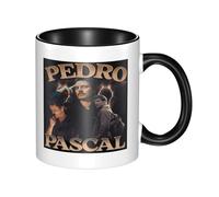 SdetYuia Pedro Pascal, tazza da caffè in ceramica, tazza da tè con manico, per ufficio, casa, regalo, tè, caldo, 350 ml, nero