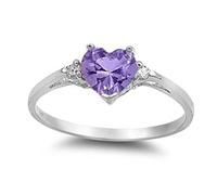 SDEWFFWSA Anello da donna a forma di cuore, romantico, con zirconia cubica, placcato argento, gioiello alla moda, 7, Metallo, Non pietra preziosa