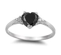 SDEWFFWSA Anello da donna a forma di cuore, romantico, con zirconia cubica, placcato argento, gioiello alla moda, 10, Metallo, Non pietra preziosa