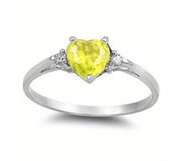 SDEWFFWSA Anello da donna a forma di cuore, romantico, con zirconia cubica, placcato argento, gioiello alla moda, 6, Metallo, Non pietra preziosa
