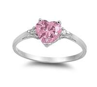 SDEWFFWSA Anello da donna a forma di cuore, romantico, con zirconia cubica, placcato argento, gioiello alla moda, 10, Metallo, Non pietra preziosa
