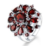 SDEWFFWSA Anello da donna a forma di fiore di zircone rosso melograno gioielli moda semplice temperamento anello, 10, Diamante ad alto tenore, Non pietra preziosa Senza pietre preziose Diamante ad