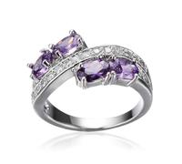 SDEWFFWSA Anello da donna con zircone viola romantico, gioiello di lusso leggero e nobile temperamento, anello regina, 8, Metallo, Non pietra preziosa