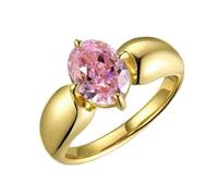 SDEWFFWSA Anello da donna da sposa con principessa delle fate, elegante anello con zircone rosa, elegante anello da indossare tutti i giorni, anello alla moda per feste di nozze, 9, Metallo, Non