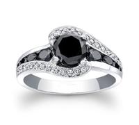 SDEWFFWSA Anello da donna intarsiato con zircone nero, gioiello alla moda OL stile quotidiano, elegante anello dichiarazione, 6, Metallo, Non pietra preziosa
