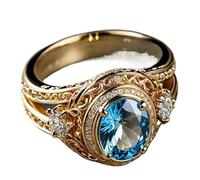 SDEWFFWSA Anello da donna, stile vintage, in metallo placcato oro, regolabile, elegante gioiello nobile per le donne, 7, Metallo, Non pietra preziosa