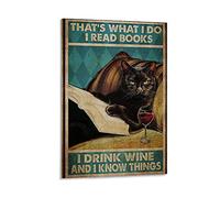 SDFASF - Stampa artistica su tela, motivo: gatto che è quello che faccio i leggere libri I Drink Wine And I Know Things, 30 x 45 cm