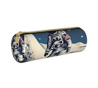 SDFHU Astuccio in pelle con stampa astronauta sulla luna, astuccio con cerniera, per adulti, ufficio, viaggi e trucchi, bianco, Taglia unica