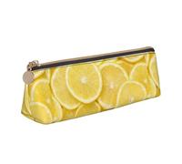 SDFHU Astuccio leggero e spazioso con stampa giallo limone, grande capacità, triangolare, con cerniera, per strumenti di scrittura, bianco, Taglia unica