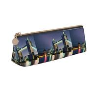 SDFHU Astuccio leggero e spazioso con stampa Night London Tower Bridge, grande capacità, con cerniera triangolare, per strumenti di scrittura, bianco, Taglia unica