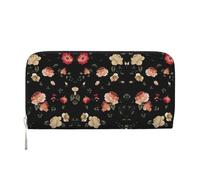 SDFHU Autunno Bella Stampa Floreale Delle Donne Del Raccoglitore Alla Moda Viaggi 7.9X3.9 "Casual Clutch Borsa Regalo per Le Signore, nero, Taglia unica, Arte