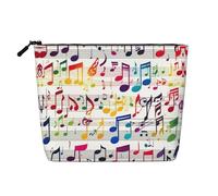 SDFHU Borsa da toilette colorata con stampa di note musicali per le donne borsa per il trucco monostrato essenziale da viaggio cosmetico con cerniera, nero, Taglia unica