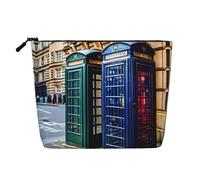 SDFHU British Phone Booth Print Toiletry Pouch per le donne Borsa per il trucco monostrato Borsa da viaggio Essentials Cosmetici con cerniera, nero, Taglia unica