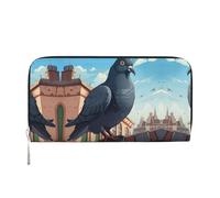 SDFHU Cartone animato pigeon Stampa Donne Portafoglio Trendy Viaggi 7.9X3.9 "Casual Clutch Purse Regalo per le Signore, nero, Taglia unica, Arte