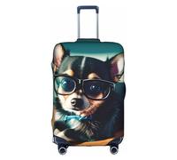 Sdfhu Chihuahua Cane Occhiali Stampa Unica Viaggio Bagagli Copertura Lavabile Anti Graffio Valigia Protector per Vacanze, bianco, Small
