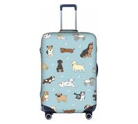 Sdfhu Copertura per bagagli da viaggio con stampa di cuccioli di scarabocchio, lavabile, antigraffio, protezione per le vacanze, bianco, Medium