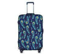 Sdfhu Copertura per bagagli da viaggio con stampa di piume di pavone e uccello, lavabile, antigraffio, per le vacanze, bianco, Small