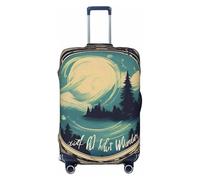 SDFHU Copertura per valigie con stampa con scritta "Not All Who Wander Are Lost 1", protezione per bagagli personalizzata elastica e lavabile, nero, Large