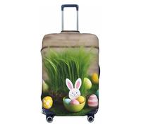 SDFHU Easter Egg Bunny Grass Stampa in Legno Valigie Coperture Personalizzate Protezione per Bagagli Elastica Lavabile Travel Gear Cover, nero, Large
