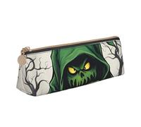 SDFHU Green Ghost Horror Halloween Pumpkin 1 Stampa Leggero Spazioso Astuccio Grande Capacità Triangolo Cerniera per Strumenti di Scrittura, bianco, Taglia unica