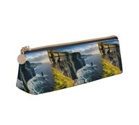 SDFHU Ireland Outdoors County Clare The Cliffs Print - Astuccio spazioso e leggero, grande capacità, triangolare, con cerniera, per strumenti di scrittura, bianco, Taglia unica