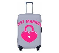 SDFHU Just married - Copritavolo con stampa, per valigie, protettore per bagagli personalizzato elastico lavabile, nero, X-Large