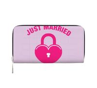SDFHU Just Married, portafoglio da donna, alla moda, adatto ai viaggi, 20 x 8 cm, casual, idea regalo per le donne, nero, Taglia unica, Arte