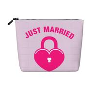SDFHU Just Married, trousse da donna con stampa a un solo strato, trousse da viaggio per cosmetici, con cerniera, nero, Taglia unica