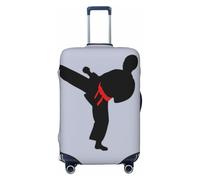 SDFHU Karate Boy Vector - Custodia per valigia con cintura intercambiabile, con stampa a colori, protezione per bagagli, elastica, lavabile, per attrezzatura da viaggio, Nero, S