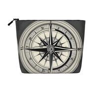 SDFHU Law of the Compass Navigation 1 Print Trousse da toilette per le donne Borsa per il trucco a strato singolo Borsa da viaggio Essentials Cosmetici con cerniera, nero, Taglia unica