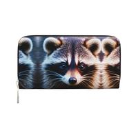 SDFHU Little Raccoon Face Print Portafoglio da donna alla moda adatto ai viaggi 7,9 x 3,9 cm casual pochette regalo per le signore, nero, Taglia unica, Arte
