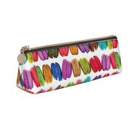 SDFHU Macaron, astuccio leggero e spazioso con stampa di pasticcini aromatizzati a forma di biscotto di grande capacità, con cerniera, per strumenti di scrittura, bianco, Taglia unica