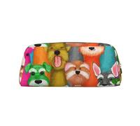 SDFHU Oil Cute Schnauzer Dogs Print Adult Pencil Bag Versatile Astuccio Cerniera Multifunzionale Cerniera Astuccio, Oro, Taglia unica