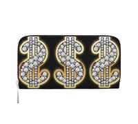 SDFHU oro dollaro segno di stampa delle donne portafoglio alla moda viaggio amichevole 7.9X3.9 pollici casuale pochette regalo per le signore, nero, Taglia unica, Arte