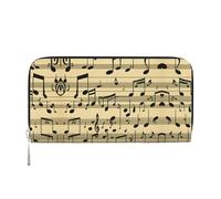 SDFHU Portafoglio da donna con stampa di note musicali, alla moda, adatto ai viaggi, 7,9 x 3,22,9 cm, casual, pochette regalo per le signore, nero, Taglia unica, Arte