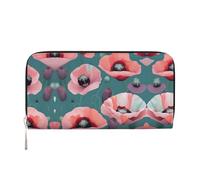 SDFHU Portafoglio da donna con stampa di papaveri pastello, alla moda, adatto ai viaggi, 7,9 x 3,22,9 cm, casual, pochette regalo per le signore, nero, Taglia unica, Arte