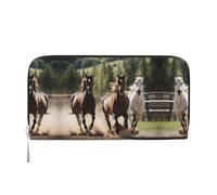 SDFHU Portafoglio da donna con stampa di tre cavalli in esecuzione alla moda adatto ai viaggi 7,9 x 3,22,9 cm casual pochette regalo per le signore, nero, Taglia unica, Arte
