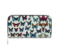 SDFHU Portafoglio da donna con stampa farfalla e violoncello, alla moda, adatto ai viaggi, 7,9 x 3,22,9 cm, casual, pochette regalo per le signore, nero, Taglia unica, Arte